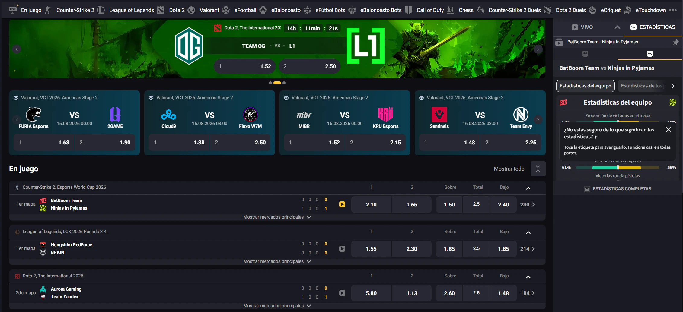 Apuestas deportivas y eSports en amonbet