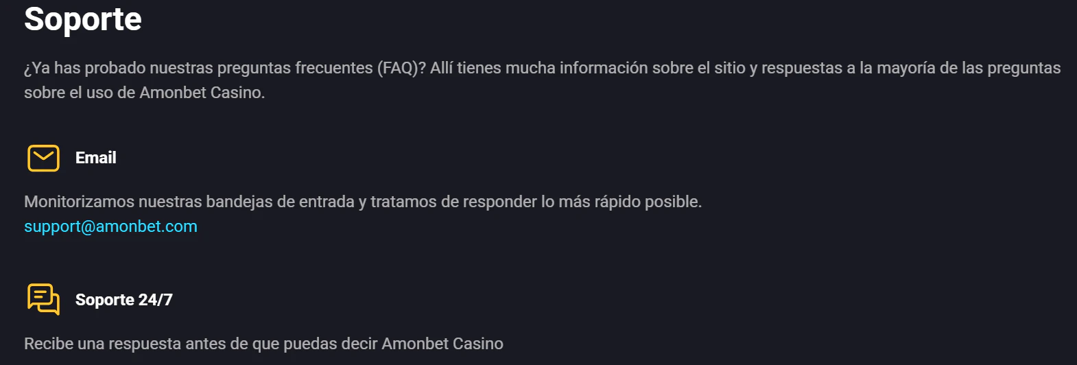 Atención al cliente de amonbet